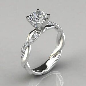 Simulated Diamond Engagement Ring 2.25 CTW Infinity Pave Sterling Silver Size 6
